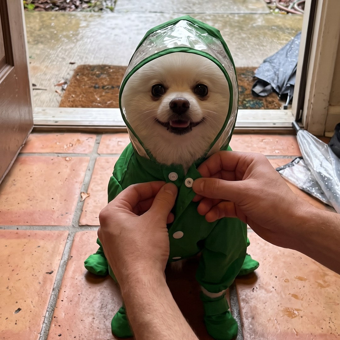 Poniendo el impermeable